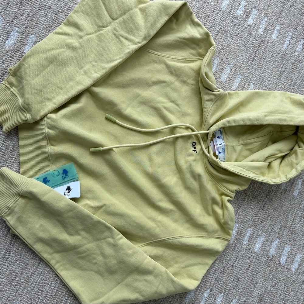 *NWT* Off-White Stamp Cropped Hoodie in Light Green; size S